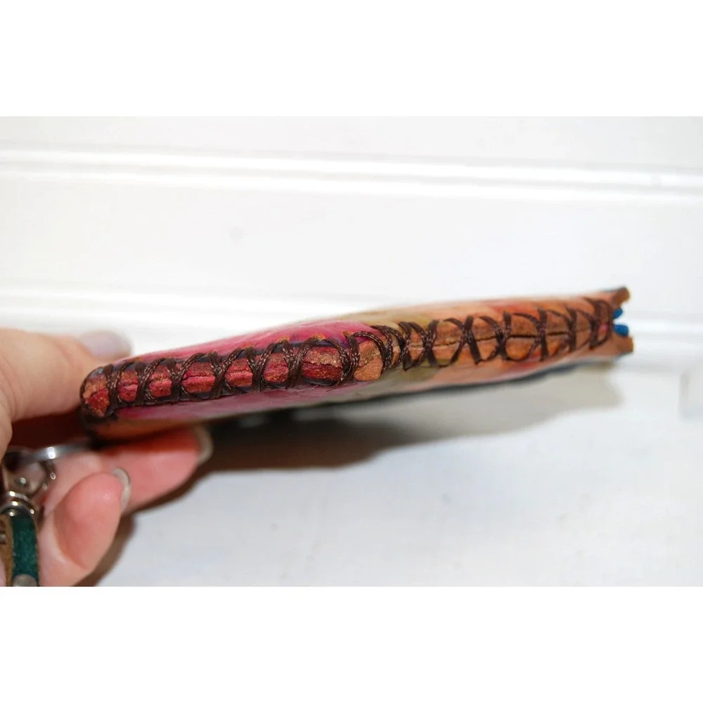 Vintage leather Coin Purse‎ Sea Shell Panama City Beach Florida Money Holder